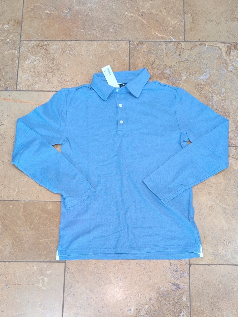 Janie and Jack boy's long sleeve polo. Blue. Size 18.